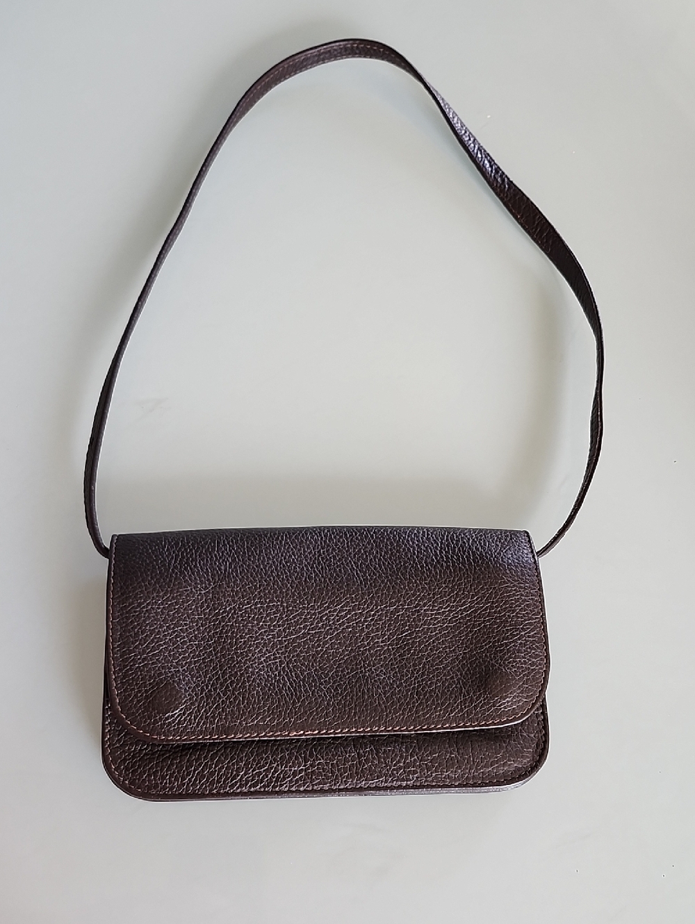 Tote Le Monde Brown Pebble Leather Shoulder / Belt Bag